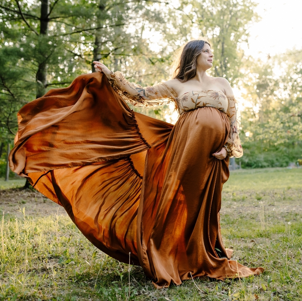 ZeBuBeYou Boho Maternity Maxi Dress Flexible sizing. One Size Fits All